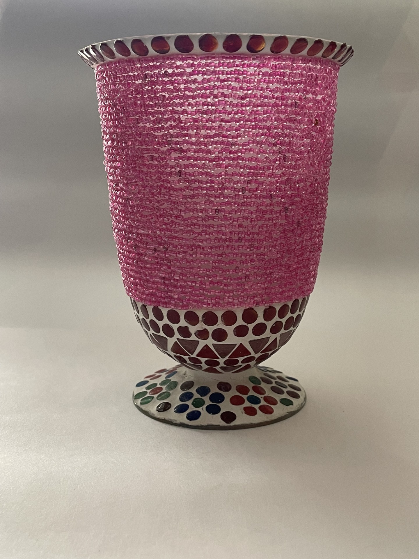 Royal Blue Glass Floral Candleholder