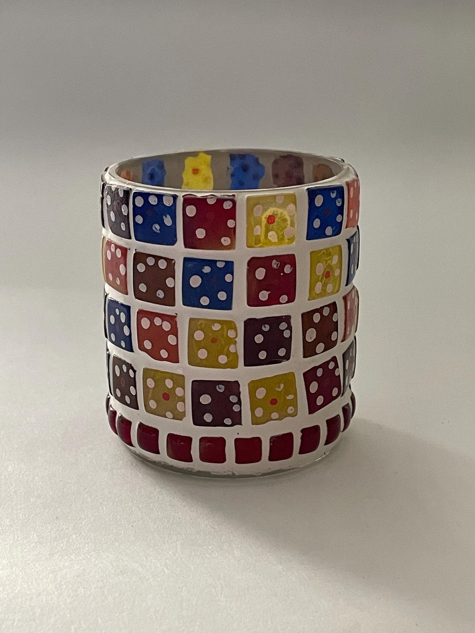 Multicolor Floral Mosaic Candleholder